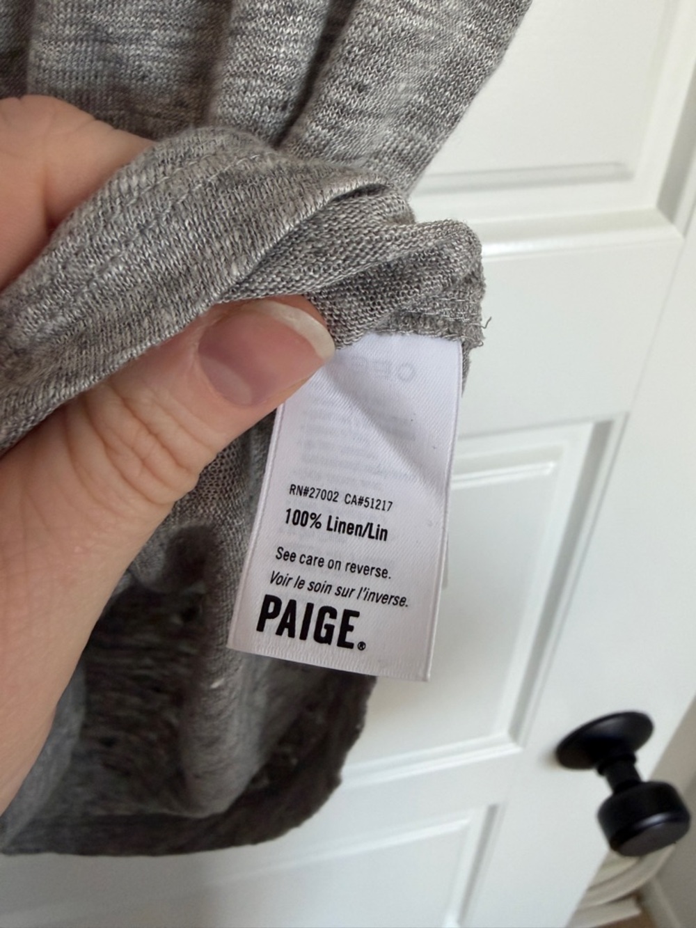 PAIGE Anthropologie100% Linen Heather Grey V-Neck Cap Sleeve Tank Top - Picture 4 of 4